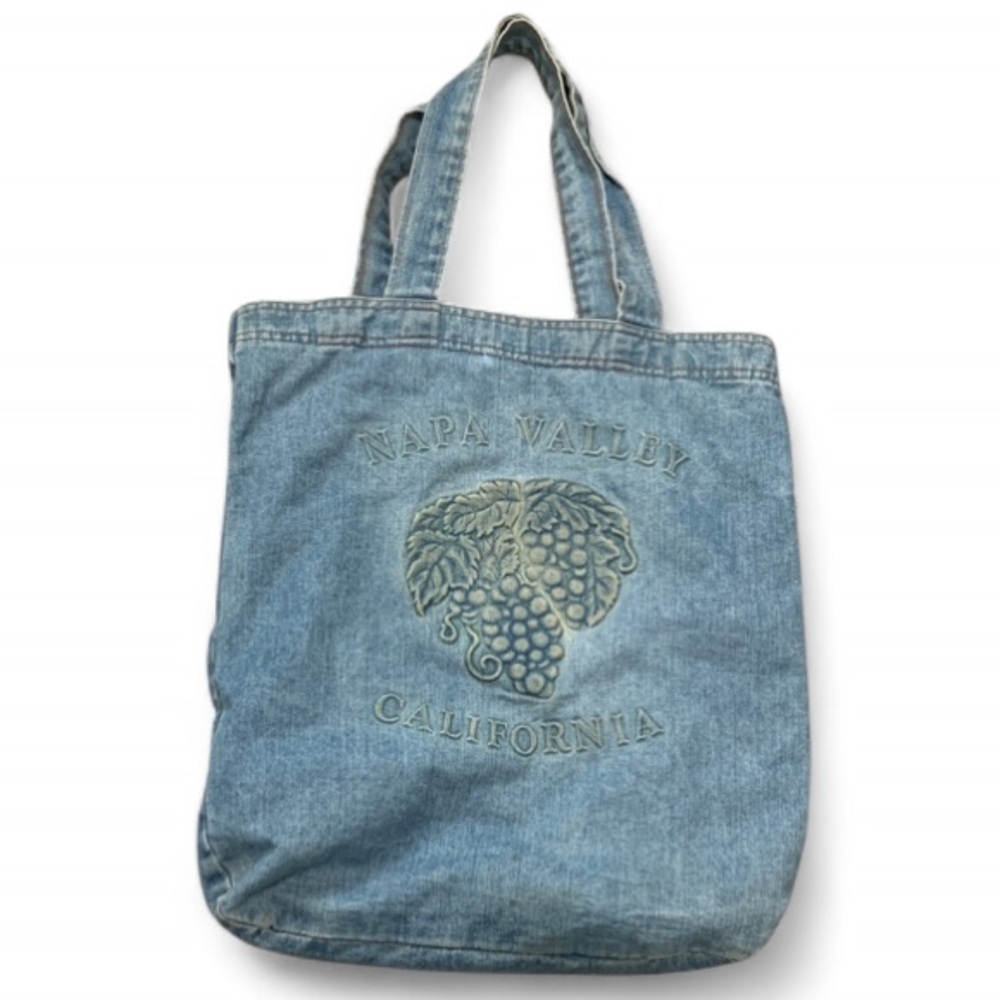 Y2K Napa Valley California Grape Graphic Denim Tote Bag